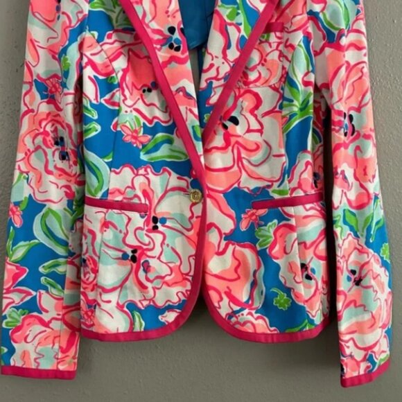 Lilly Pulitzer Malibu Blazer Jacket Lucky Charm Print Sz Lg MSRP$ 198 - Picture 4 of 16